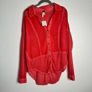 NWT We the Free Coral Button Up Blouse Small